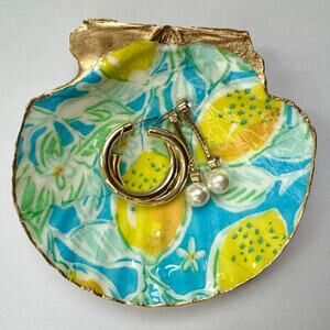 Coastal Amalfi Lemon Seashell Trinket Dish